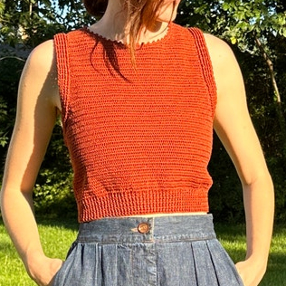 Rachel Comey Lois 100% Cotton Crochet Knit Sleeveless Top Cocoa Large NWT $388